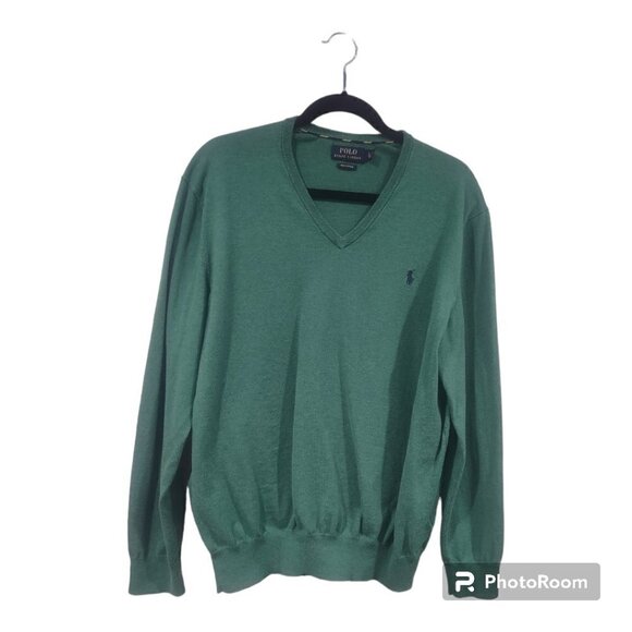 Ralph Lauren Green Pull Over V Neck Sweater Size XL - Picture 1 of 4